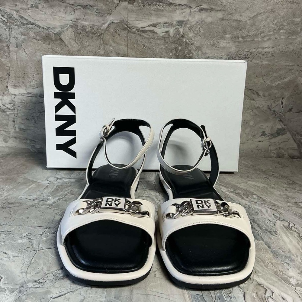 DKNY womens Bacliff Flat Ankle Strap Sandal With Logo Flat Sandal - Picture 6 of 6